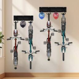 FLAVORA Bike Storage Rack Wall Mount Garage Bike Holder in Black - Size: 10000mm x 520mm - thumbnail 6