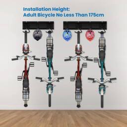 FLAVORA Bike Storage Rack Wall Mount Garage Bike Holder in Black - Size: 10000mm x 520mm - thumbnail 4