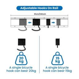 FLAVORA Bike Storage Rack Wall Mount Garage Bike Holder in Black - Size: 10000mm x 520mm - thumbnail 5