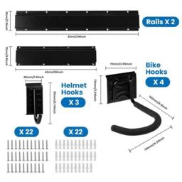 FLAVORA Bike Storage Rack Wall Mount Garage Bike Holder in Black - Size: 10000mm x 520mm - thumbnail 3