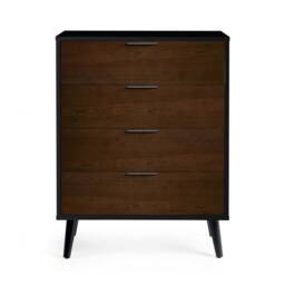 Cheshire Premium Arden 4 Drawer Wide Chest - Walnut & Black - thumbnail 7