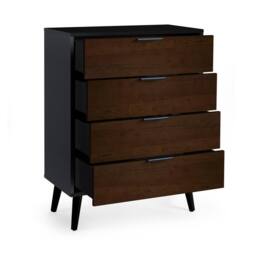 Cheshire Premium Arden 4 Drawer Wide Chest - Walnut & Black - thumbnail 2