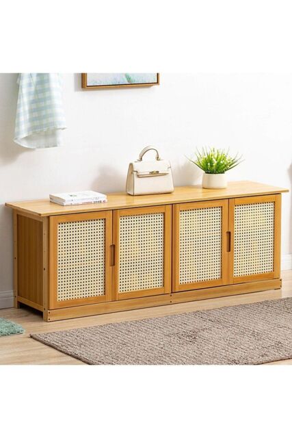 H&O Direct Wooden Entryway Storage Shoe Cabinet Shoe Bench in Brown - image 1