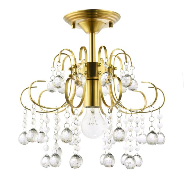 Happy Homewares Waterfall Satin Gold Ceiling Light Fitting with Clear Acrylic Spheres - image 1