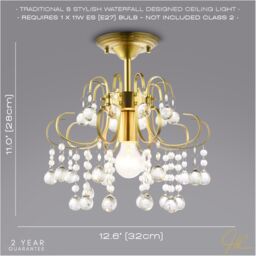 Happy Homewares Waterfall Satin Gold Ceiling Light Fitting with Clear Acrylic Spheres - thumbnail 6