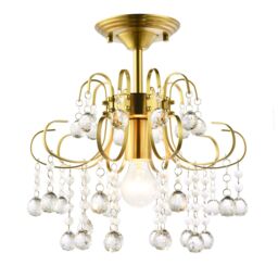 Happy Homewares Waterfall Satin Gold Ceiling Light Fitting with Clear Acrylic Spheres - thumbnail 2