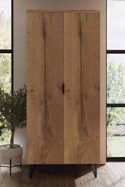 FWStyle Fisso 2 Door Cracked Oak Double Wardrobe in Brown - image 1