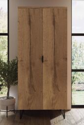 FWStyle Fisso 2 Door Cracked Oak Double Wardrobe in Brown - thumbnail 1