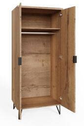FWStyle Fisso 2 Door Cracked Oak Double Wardrobe in Brown - thumbnail 4