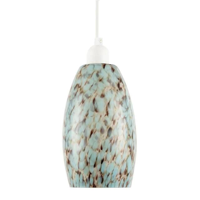 Happy Homewares Modern Marble Effect Glass Cylindrical Pendant Light Shade in Duck Egg Blue - image 1