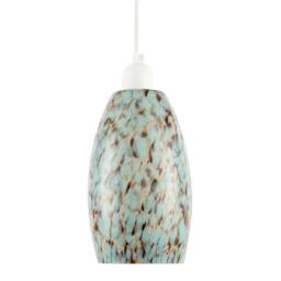 Happy Homewares Modern Marble Effect Glass Cylindrical Pendant Light Shade in Duck Egg Blue - thumbnail 1