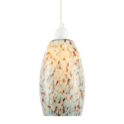 Happy Homewares Modern Marble Effect Glass Cylindrical Pendant Light Shade in Duck Egg Blue - thumbnail 2