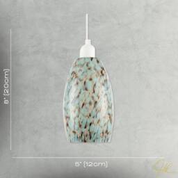 Happy Homewares Modern Marble Effect Glass Cylindrical Pendant Light Shade in Duck Egg Blue - thumbnail 7