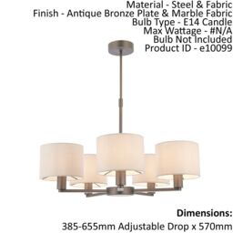 Loops Ceiling Pendant Light Antique Bronze Plate & Marble Fabric 5 x 40W E14 - thumbnail 2