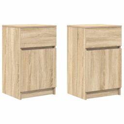 Berkfield Home Bedside Cabinets 2 pcs Sonoma Oak 39x35x65 cm Engineered Wood - Size: 39 x 35 x 65 cm - thumbnail 2