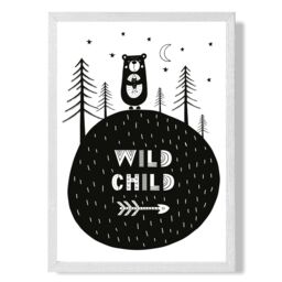ARTZE Cute Wild & Free Scandi Quote Framed Print SIZE: A2 with White Frame in Black - Size: A4 - thumbnail 1