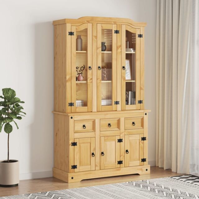 Berkfield Home Highboard Corona Brown 112x43x196 cm Solid Wood Mexican Pine - Size: 112 x 43 x 196 cm - image 1