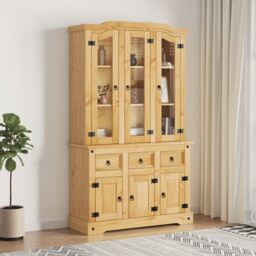 Berkfield Home Highboard Corona Brown 112x43x196 cm Solid Wood Mexican Pine - Size: 112 x 43 x 196 cm - thumbnail 1