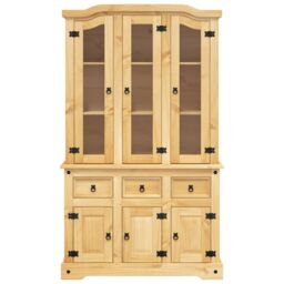 Berkfield Home Highboard Corona Brown 112x43x196 cm Solid Wood Mexican Pine - Size: 112 x 43 x 196 cm - thumbnail 3