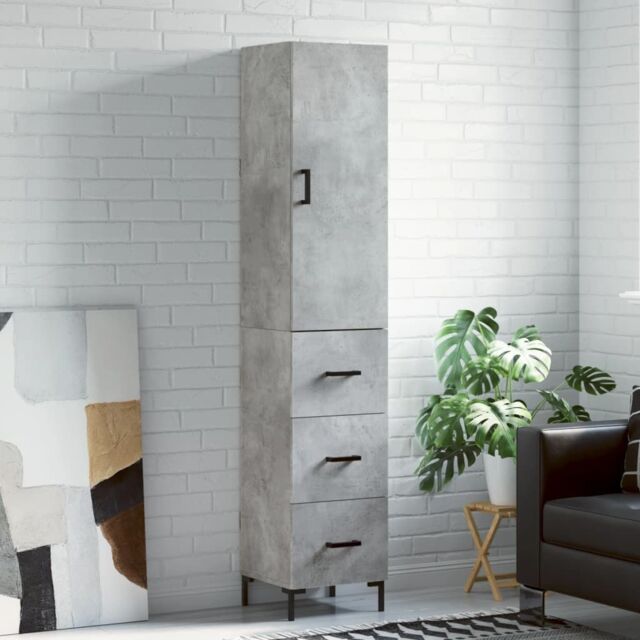 Berkfield Home Highboard Concrete Grey 34.5x34x180 cm Engineered Wood - image 1