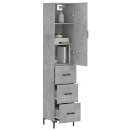 Berkfield Home Highboard Concrete Grey 34.5x34x180 cm Engineered Wood - thumbnail 3