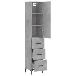Berkfield Home Highboard Concrete Grey 34.5x34x180 cm Engineered Wood - thumbnail 4