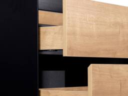 Vente-unique Wall-Hung Vanity Unit - Natural & Black - 80 Cm - LANNICK - thumbnail 7