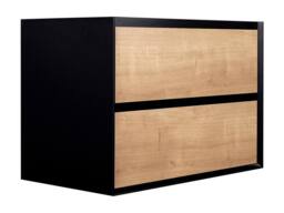 Vente-unique Wall-Hung Vanity Unit - Natural & Black - 80 Cm - LANNICK - thumbnail 5