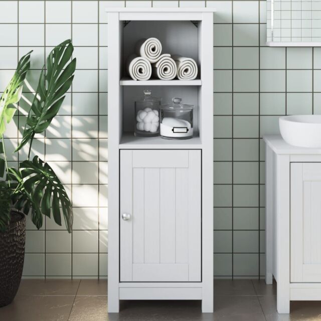 Berkfield Home Bathroom Cabinet BERG White 40x34x110 cm Solid Wood Pine - Size: 40 x 34 x 110 cm - image 1