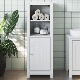 Berkfield Home Bathroom Cabinet BERG White 40x34x110 cm Solid Wood Pine - Size: 40 x 34 x 110 cm