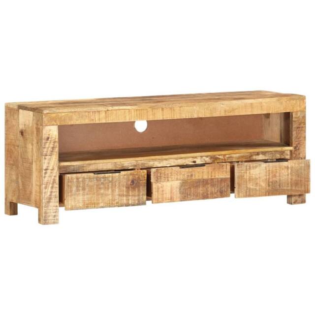 Berkfield Home TV Cabinet 110x30x40 cm Rough Mango Wood in Brown - Size: 110 x 30 x 40 cm - image 1