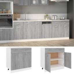 Berkfield Home Drawer Bottom Cabinet Grey Sonoma 80x46x81.5 cm Engineered Wood - thumbnail 2