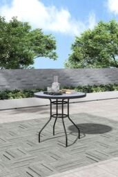 Garden Sanctuary Garden Round Tempered Glass Coffee Dining Table in Grey - thumbnail 2