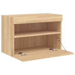 Berkfield Home TV Wall Cabinet with LED Lights Sonoma Oak 60x30x40 cm in Light Tan - Size: 60 x 30 x 40 cm - thumbnail 8