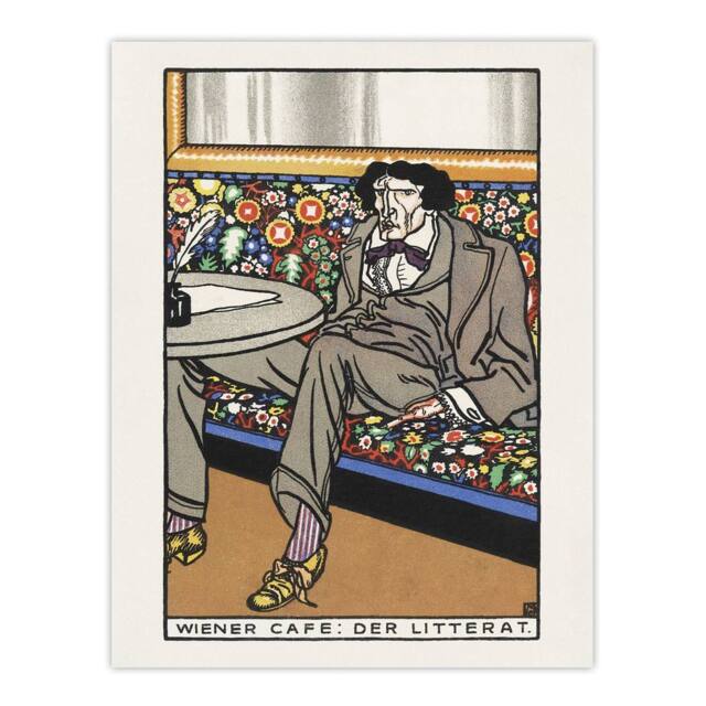 "Artery8 Viennese Cafe The Man of Letters Moriz Jung Wall Art Poster Print - Size: W12"" x H16""" - image 1