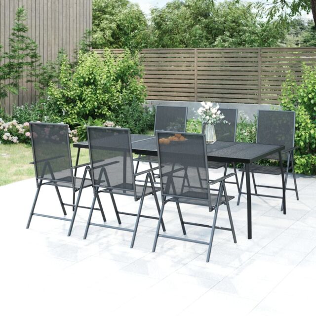 Berkfield Home 7 Piece Garden Dining Set Anthracite Steel in Black - image 1