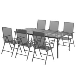 Berkfield Home 7 Piece Garden Dining Set Anthracite Steel in Black - thumbnail 3