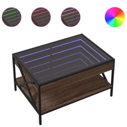 Berkfield Home Coffee Table with Infinity LED Brown Oak 70x50x38 cm - Size: 70 x 50 x 38 cm - thumbnail 2