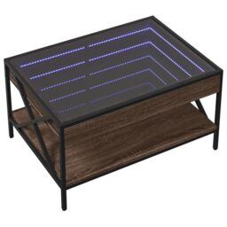 Berkfield Home Coffee Table with Infinity LED Brown Oak 70x50x38 cm - Size: 70 x 50 x 38 cm - thumbnail 3