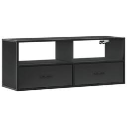 Berkfield Home TV Cabinet Black 100x31x39.5 cm Engineered Wood & Metal - thumbnail 1