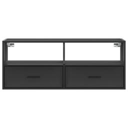 Berkfield Home TV Cabinet Black 100x31x39.5 cm Engineered Wood & Metal - thumbnail 4