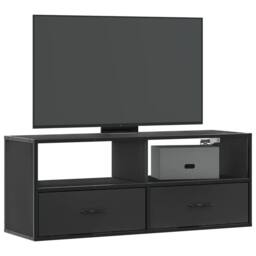 Berkfield Home TV Cabinet Black 100x31x39.5 cm Engineered Wood & Metal - thumbnail 2