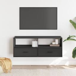 Berkfield Home TV Cabinet Black 100x31x39.5 cm Engineered Wood & Metal - thumbnail 3
