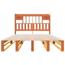 Berkfield Home Bookcase Bed without Mattress Wax Brown 160x200 cm Solid Wood Pine - thumbnail 4