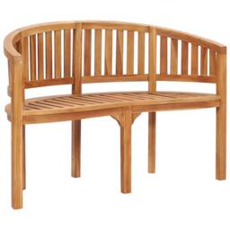 Berkfield Home 3 Piece Banana Garden Lounge Set Solid Teak Wood in Brown - thumbnail 4
