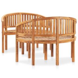 Berkfield Home 3 Piece Banana Garden Lounge Set Solid Teak Wood in Brown - thumbnail 2