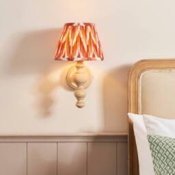 Netlighting Bibury Ash Wall Light Orange Fabric Zigzag Shade 20cm B22 in Brown - thumbnail 2
