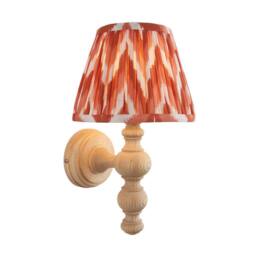 Netlighting Bibury Ash Wall Light Orange Fabric Zigzag Shade 20cm B22 in Brown - thumbnail 1