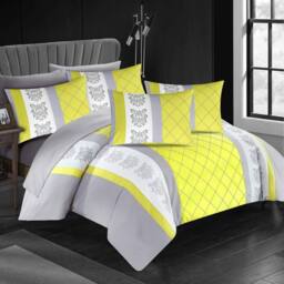 Grace Double Brushed Double Duvet Cover Supersoft with Zipper Closure in Yellow - Size: Super King - thumbnail 2