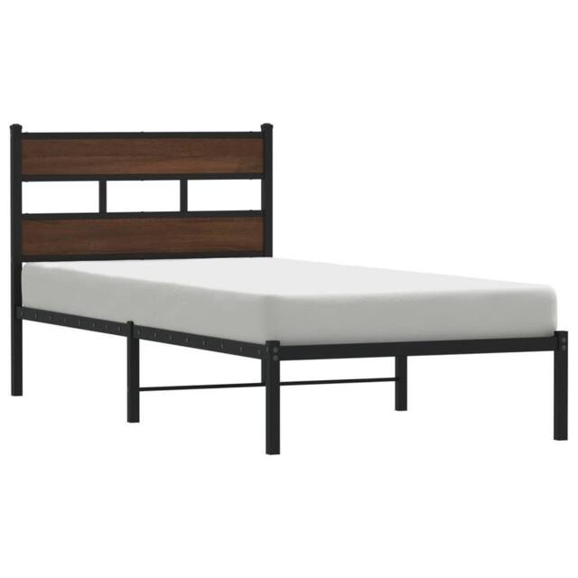 Berkfield Home Bed Frame without Mattress with Headboard Brown Oak 100x200 cm - image 1